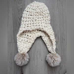 Mischa Lampert cream beanie with Pom poms!